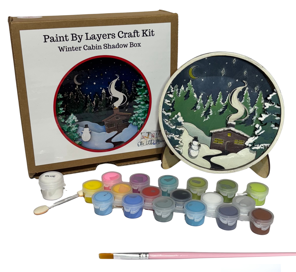 Winter Cabin Shadow Box